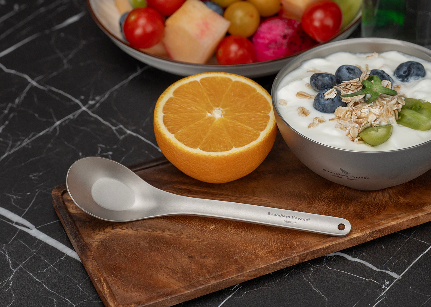 Boundless Voyage Long Handle Pure Titanium Soup Spoon | Ultralight Reusable Cutlery for Camping, Hiking & Daily Use Ti1029T
