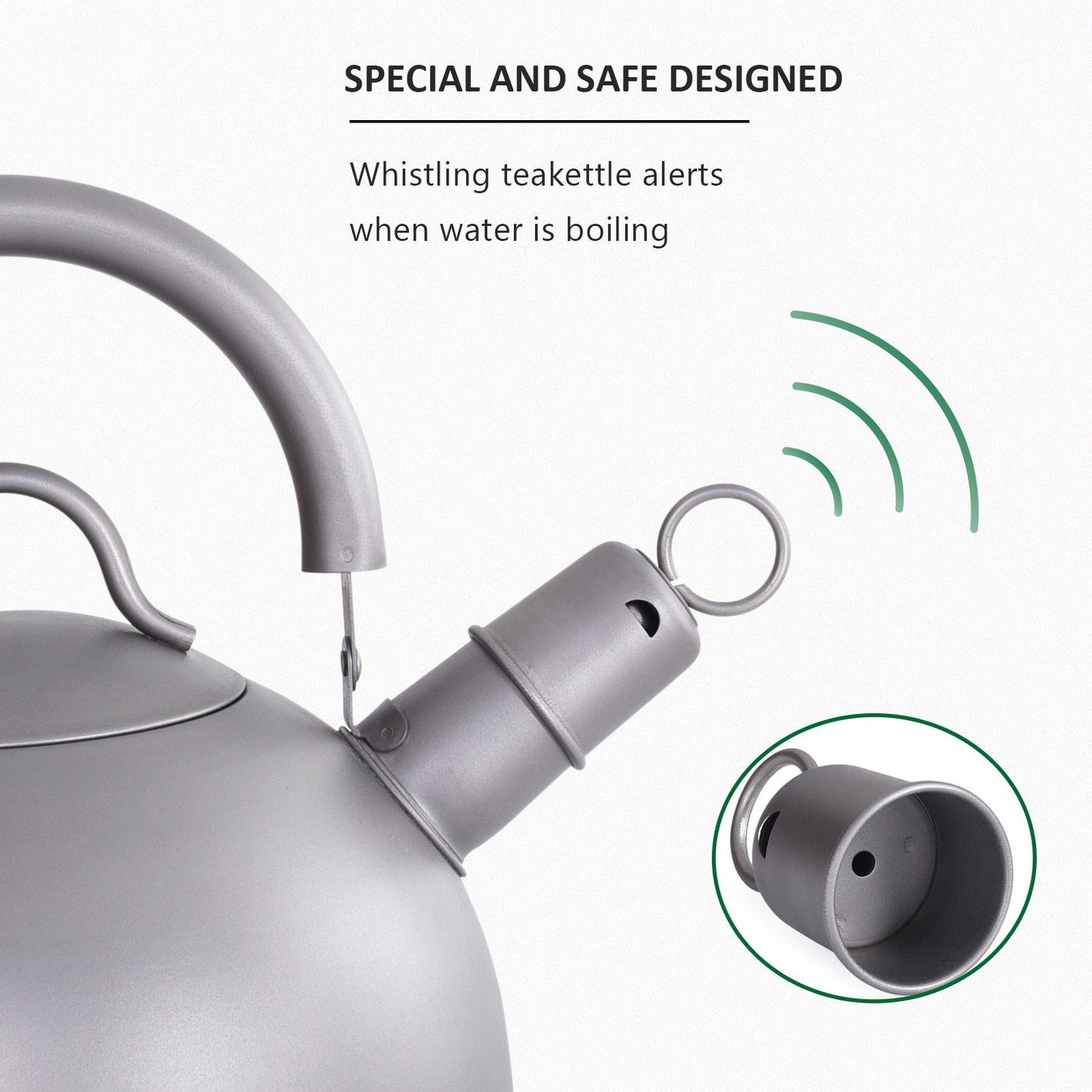 Boundless Voyage 2L Titanium Tea Kettle with Whistle, Stovetop Camping Kettle for Hiking Outdoor Home Kitchen Ti3097D
