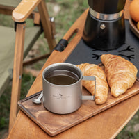 Boundless Voyage 220ml Double Wall Titanium Coffee Cup, Lightweight Portable Insulated Mug, Outdoor Camping Travel Tableware Ti3052D