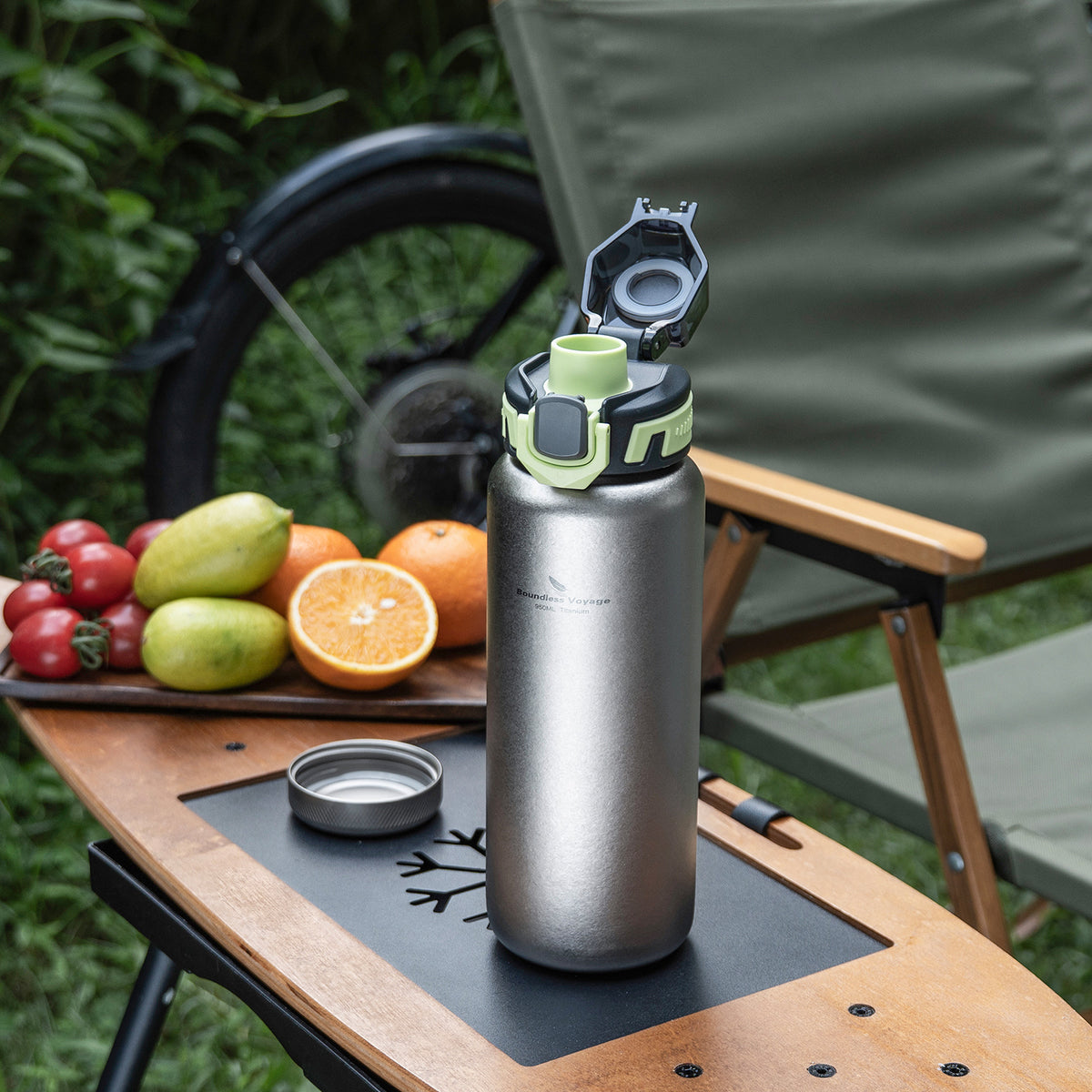 Ti3018D PP flip lid for titanium water bottle