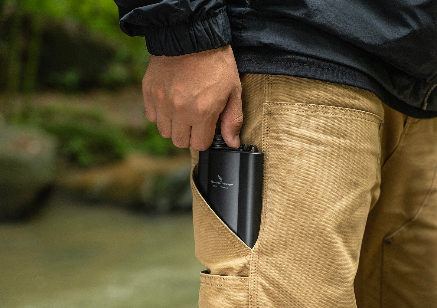 Boundless Voyage Titanium Hip Flask 180ml / 240ml Rust-Free Ultralight Small Liquor Flask Bottle for Whiskey Vodka Wine Outdoor Portable Travel Outdoor Ti3071D / Ti3072D/ Ti3073D