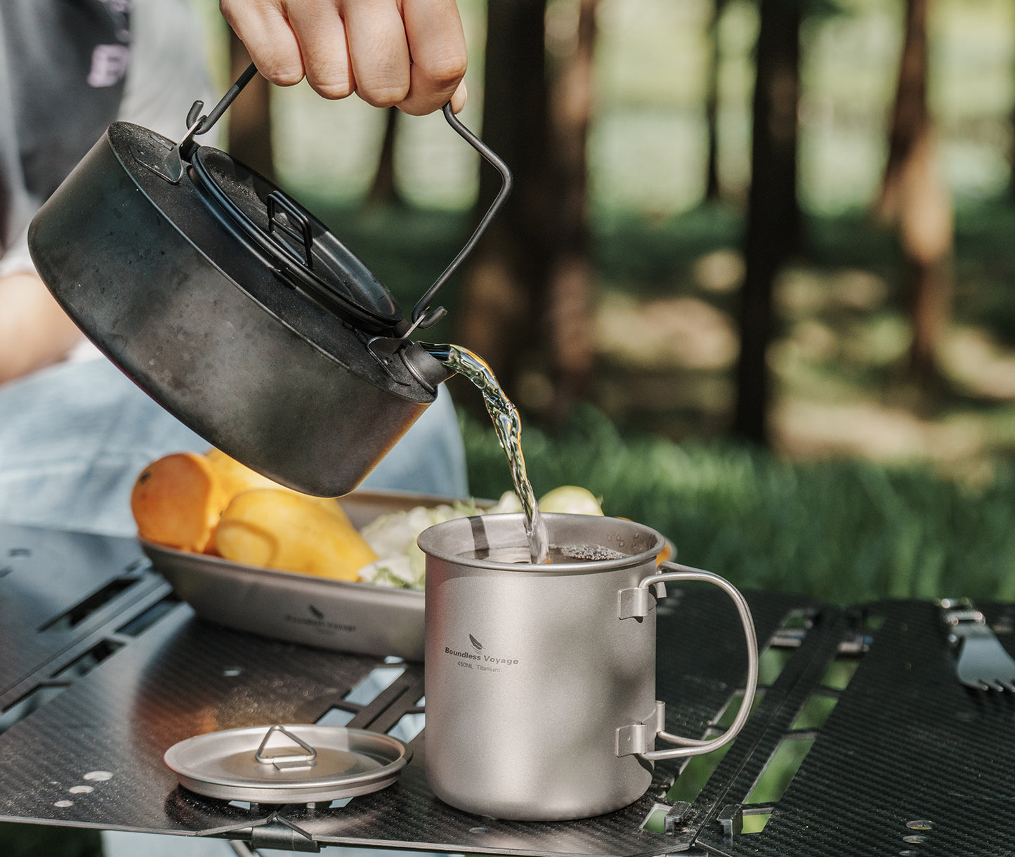 Boundless Voyage Titanbecher mit Deckel Camping-Geschirr für 1 Person 420 ml