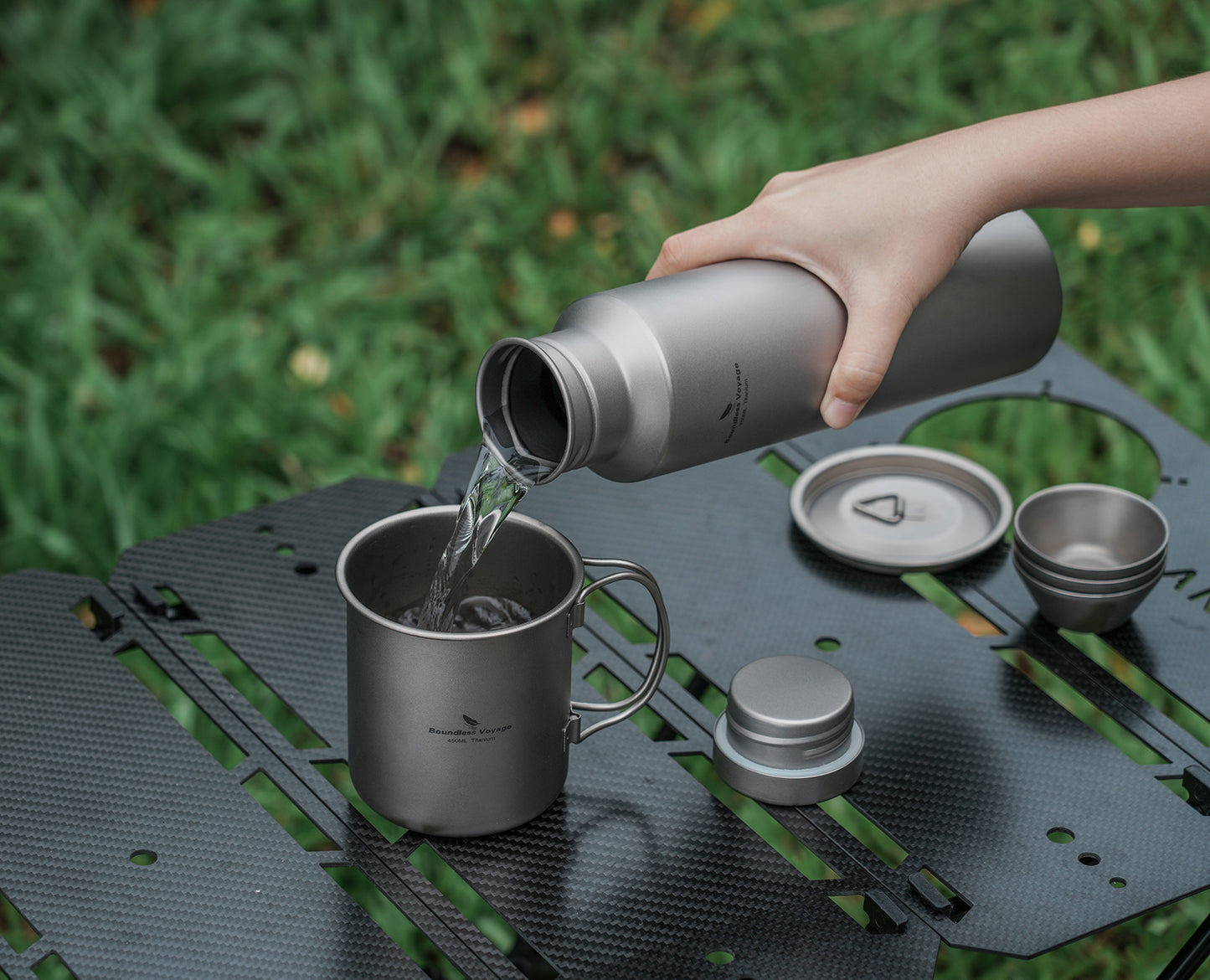 Boundless Voyage Titanium Water Bottle with Lid Reusable Sport Drinking Bottle for Camping Hiking Picnic Climbing Running Tea Coffee