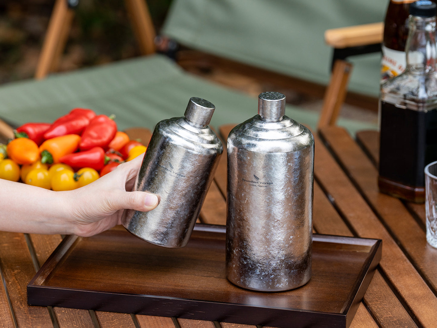 Boundless Voyage Pure Titanium Wine Flask 500ml/1000ml Whiskey Bottle Leakproof Portable Liquor Spirit Flask for Outdoor & Travel, Camping, Hiking for Men, Coating Free, Narrow-Mouth Ti3268D-Ti3269D