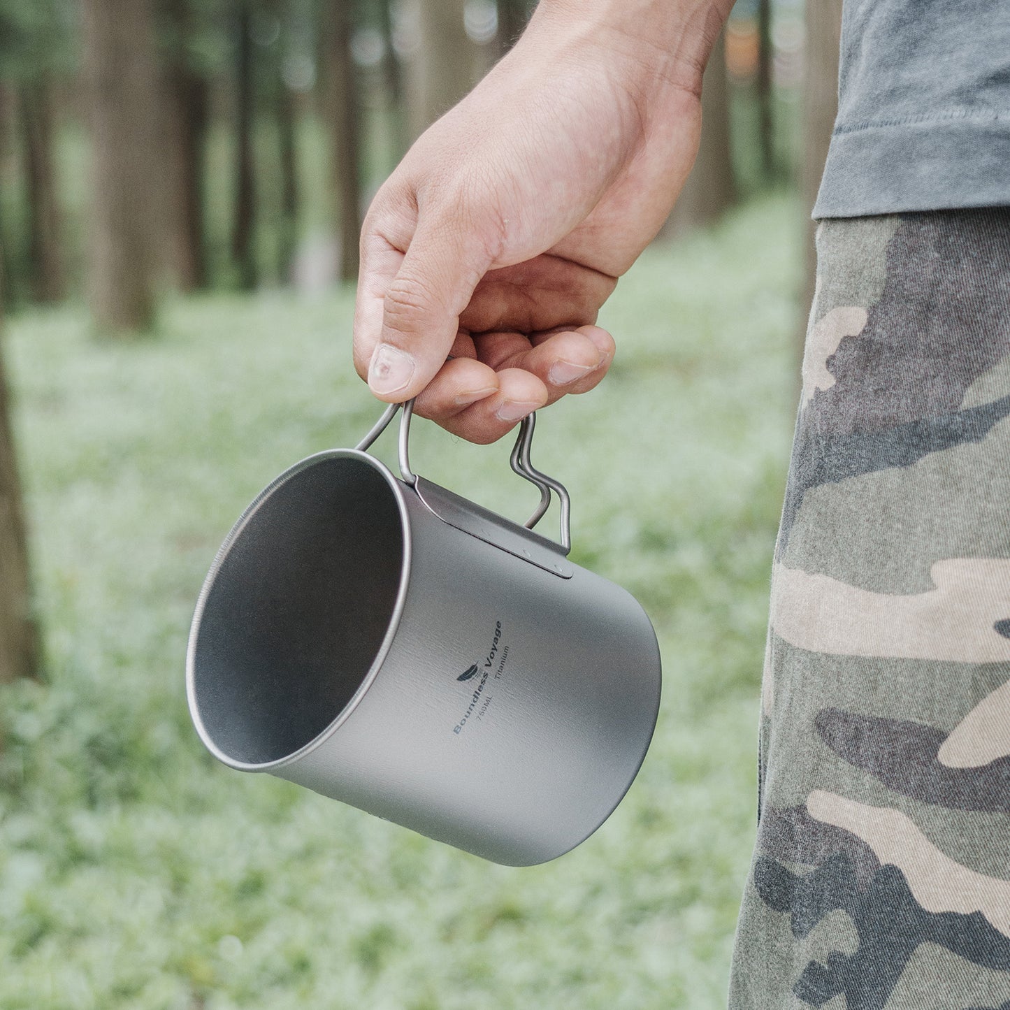 Boundless Voyage750ml Single Wall Titanium Cup with Lid | Ultralight Portable Camping Mug Pot for Tea Coffee EDC Hiking Ti3037D