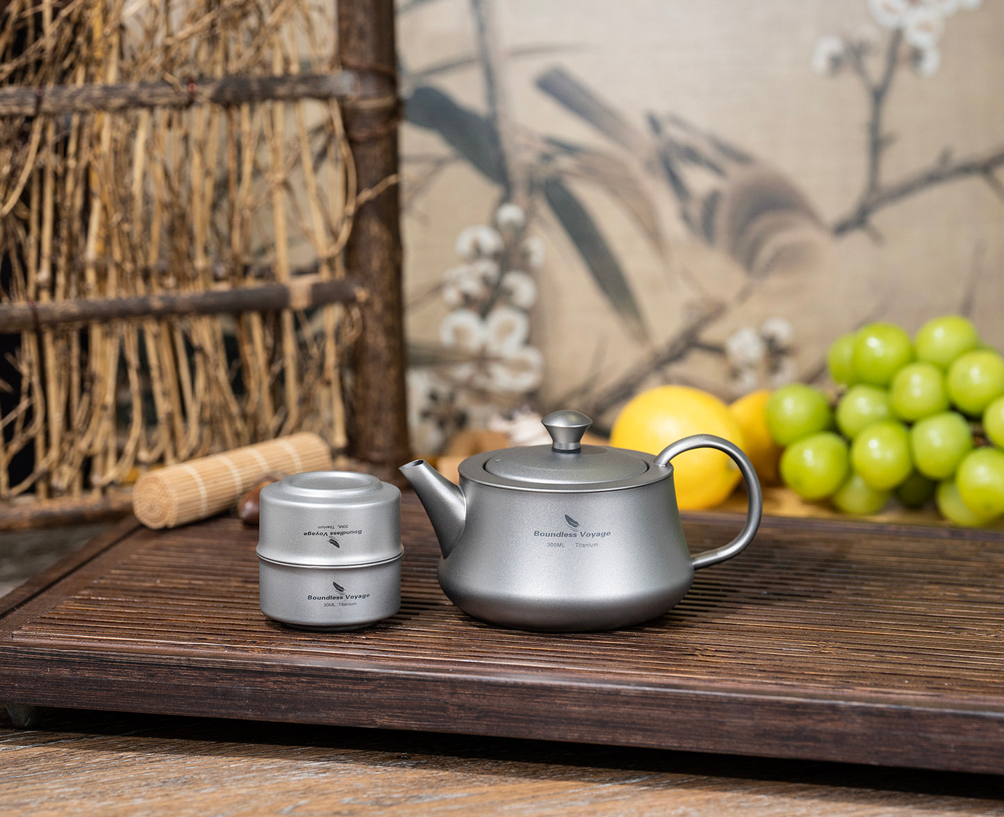 Boundless Voyage 300ml Titanium Teapot, Ultralight Portable Reusable Travel Water Pot, Compact Drinkware for Home Office, Outdoor Camping, Hiking & Picnic Ti3118D/Ti3119D