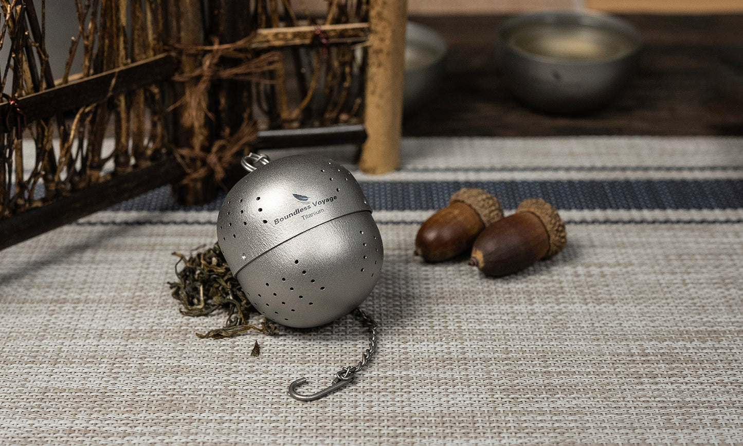 Boundless Voyage Titanium Tea Ball infuser for Loose Tea Spices with Extended Chain Lightweight Tea Bag Filter Mesh Tea Strainer Mug Teapot Home Kitchen Tools Teaware Ti3207D