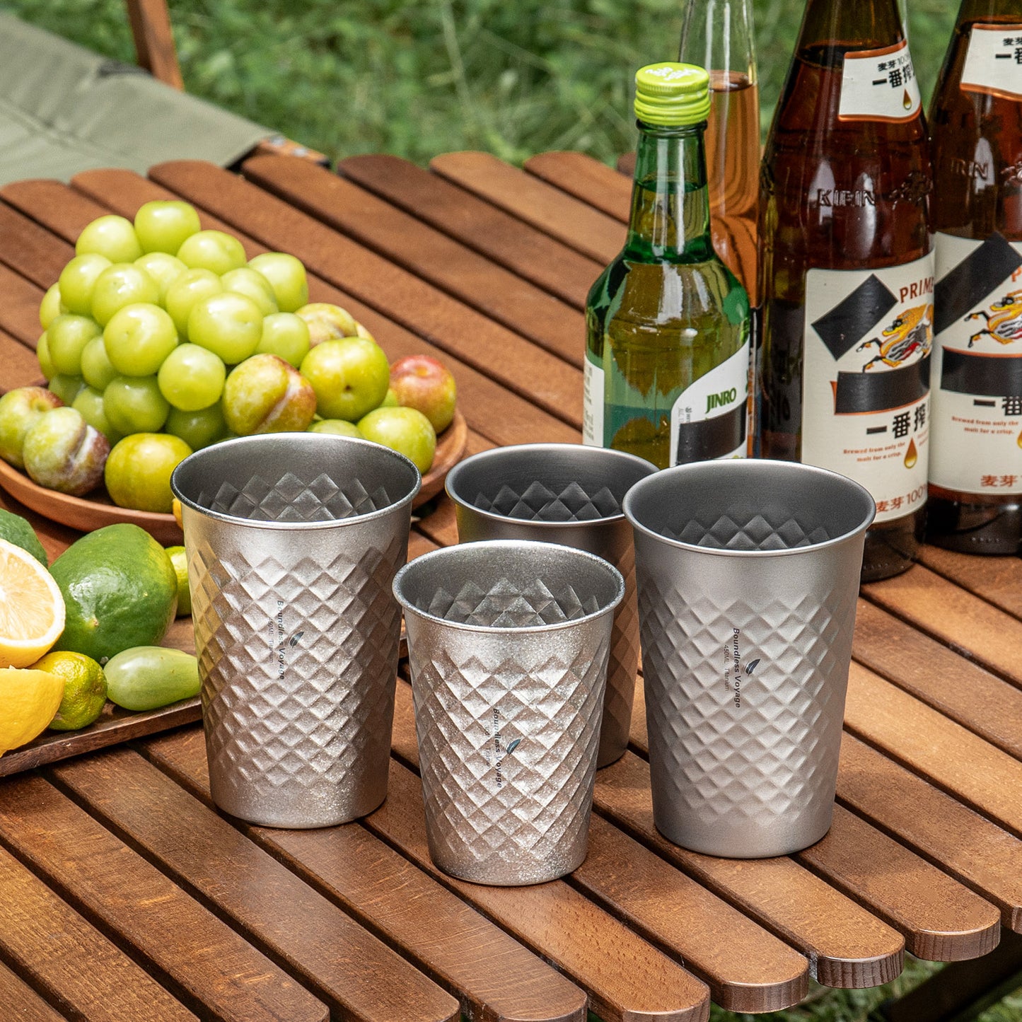 Boundless Voyage Stackable Pure Titanium Cup | Premium Reusable Drinkware for Beer & Juice, Perfect for Home, Party & Outdoor Camping Ti3047D/Ti3048D
