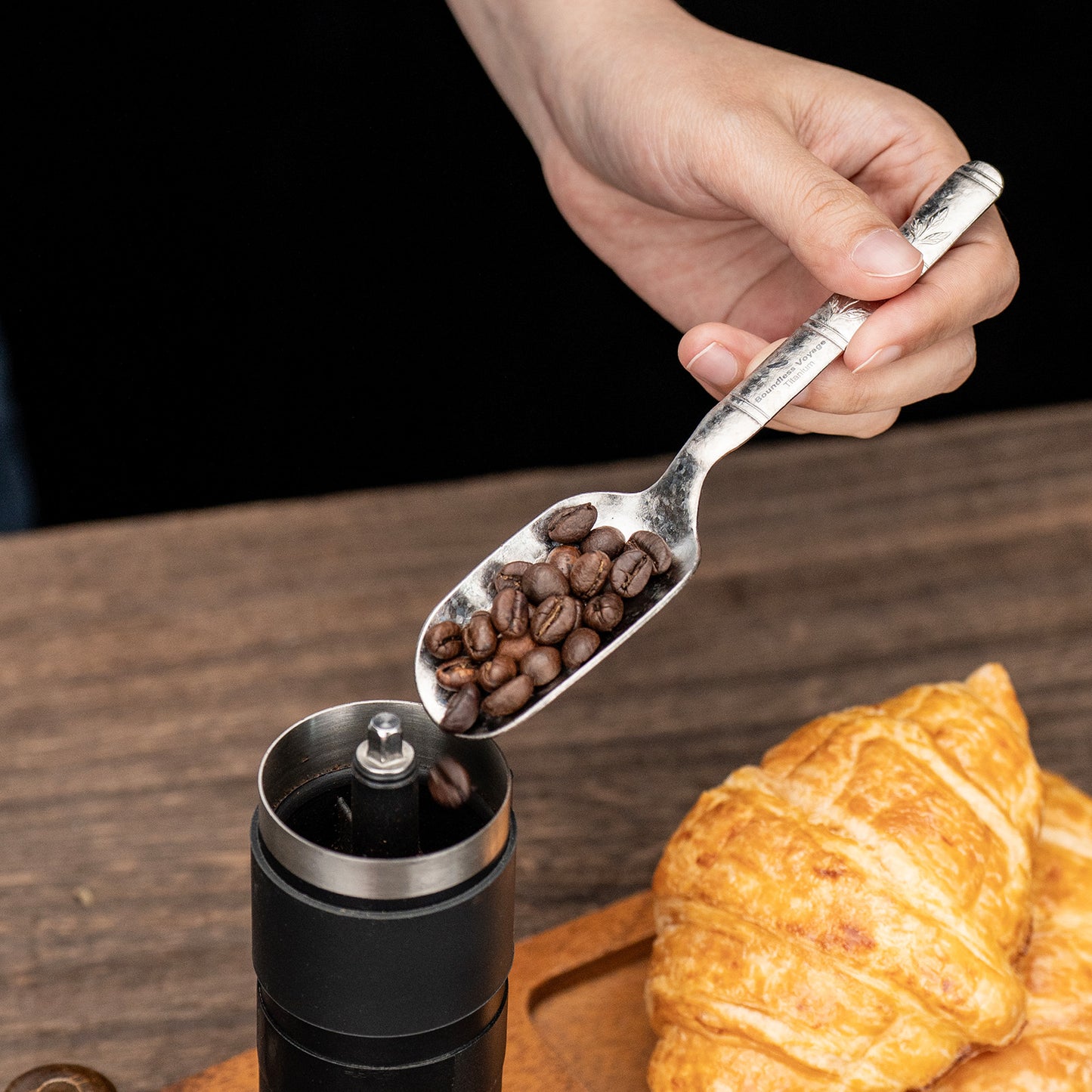 Boundless Voyage Titanium Tea Scoop, Lightweight Coffee Scoop for Camping Travel Home Outdoor Tableware with Carry Bag , Dishwasher Safe Ti1135T