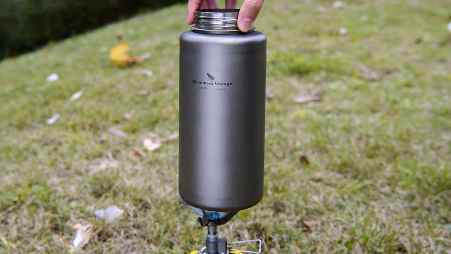 Boundless Voyage Titanium Bottle 1 Liter Single-layer Sports Water Bottle Ultralight Leakproof Drinkware for Outdoor Camping Hiking Ti3013D