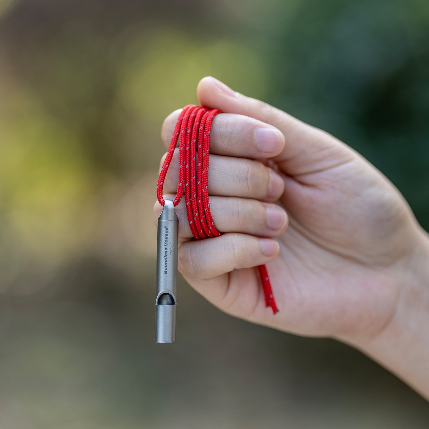 Boundless Voyage Titanium Whistle Emergency Survival Safety Whistles with Lanyard Loud for Outdoor Camping Hiking Coaches Training Sports Keychain Whistle Ti9014O