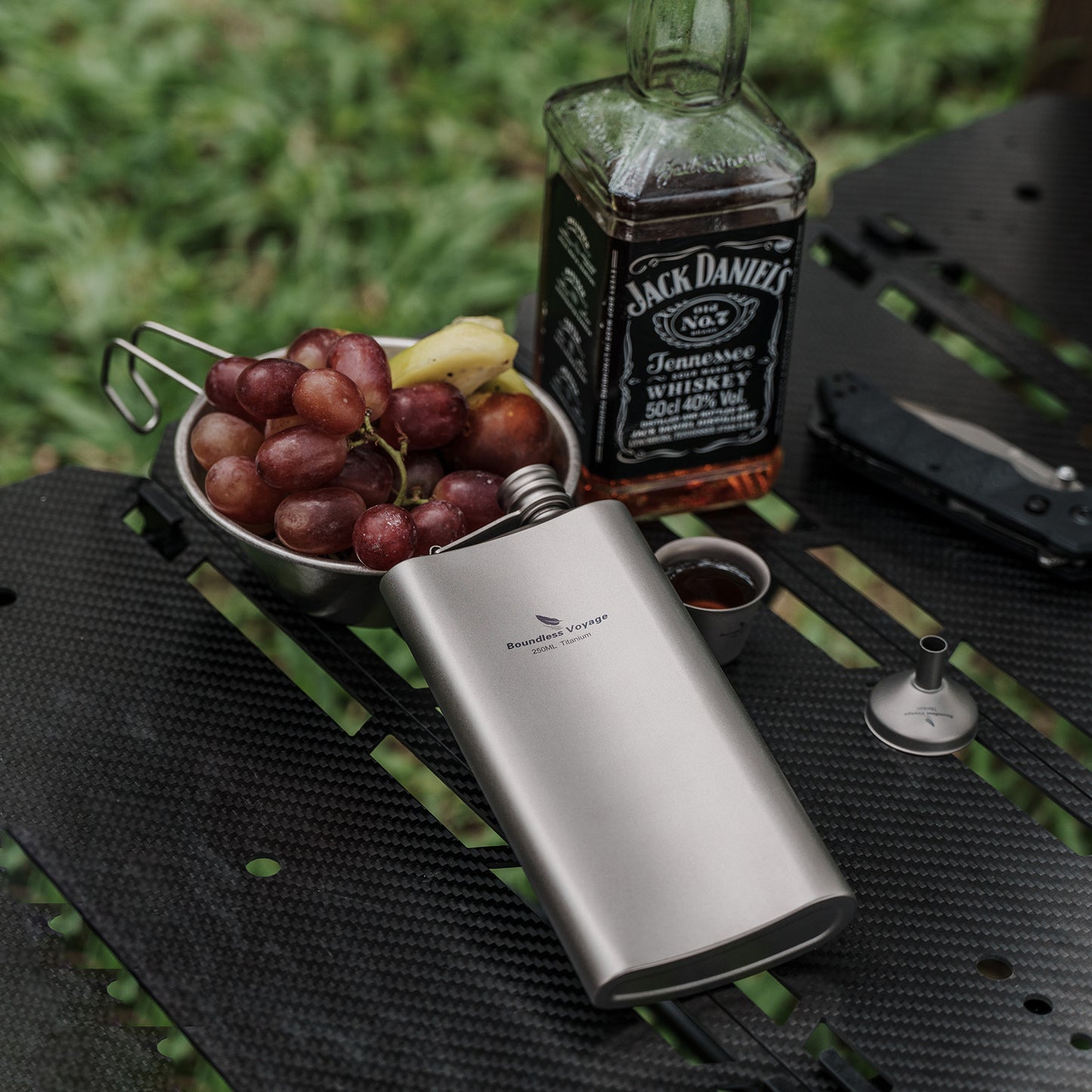 Boundless Voyage Titanium Flask 200ml/250ml Ultralight & Durable Camping Essential - Flavor-Resistant Flask Bottle for Whiskey Vodka Wine Outdoor Travel Equipment Ti3261D/Ti3074D