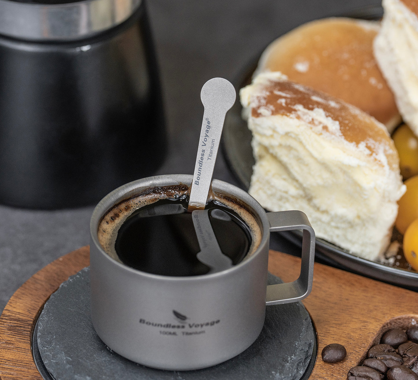 Boundless Voyage Pure Titanium Mini Coffee Spoon | Ultralight Small Stirring Spoon for Sugar, Jam, Tea & Dessert, Party Tableware Ti1040T