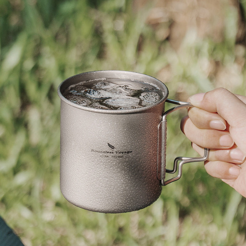 Boundless Voyage Titanium Cup with Lid Camping Tableware for 1 person 420ML