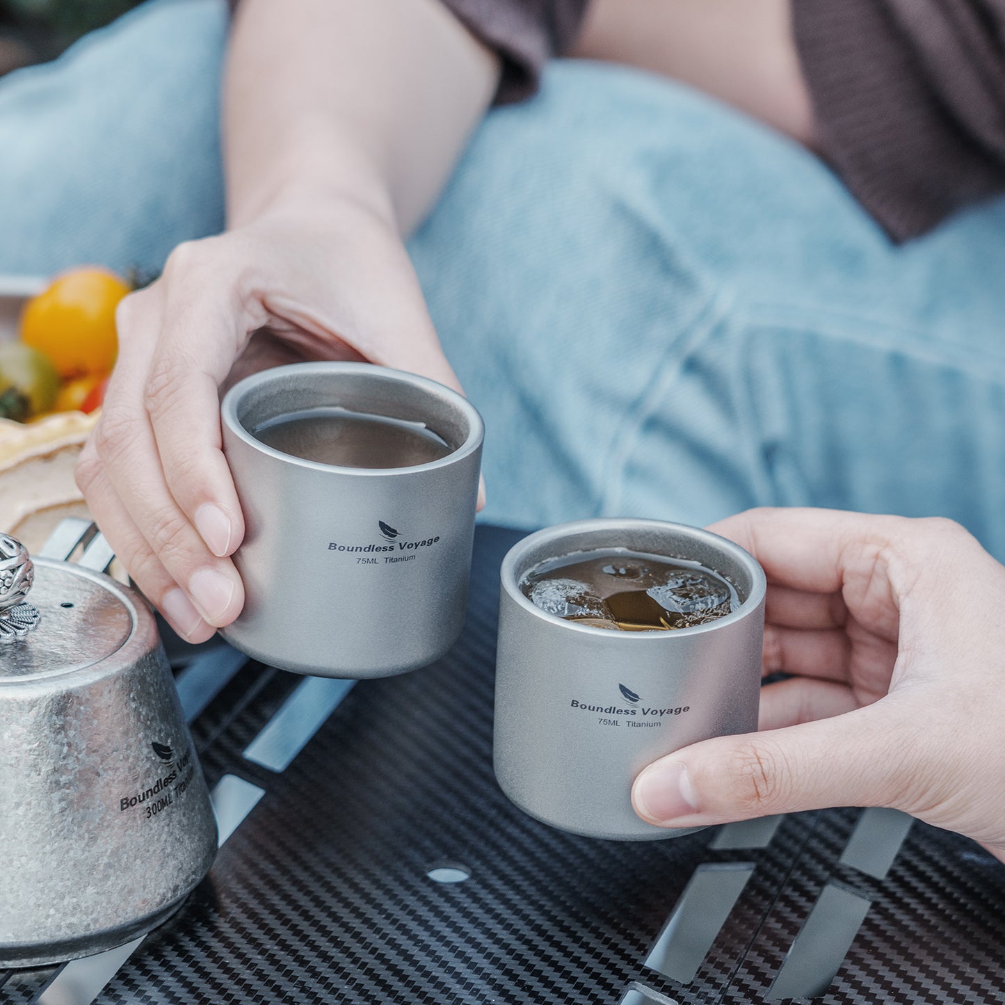 Boundless Voyage 75ml Pure Titanium Double-Wall Mug | Lightweight Heat Resistant Coffee & Tea Cup with Storage Bag, Portable Drinkware for Backpacking, Hiking, Picnic, Travel & Daily Use  Ti3045D