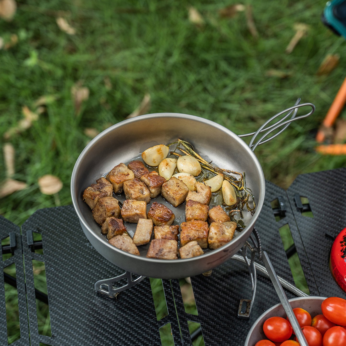Boundless Voyage 18cm Pure Titanium Frying Pan with Foldable Handle, Ultralight Outdoor Camping Skillet for Solo Hiking & Picnic Ti2063C