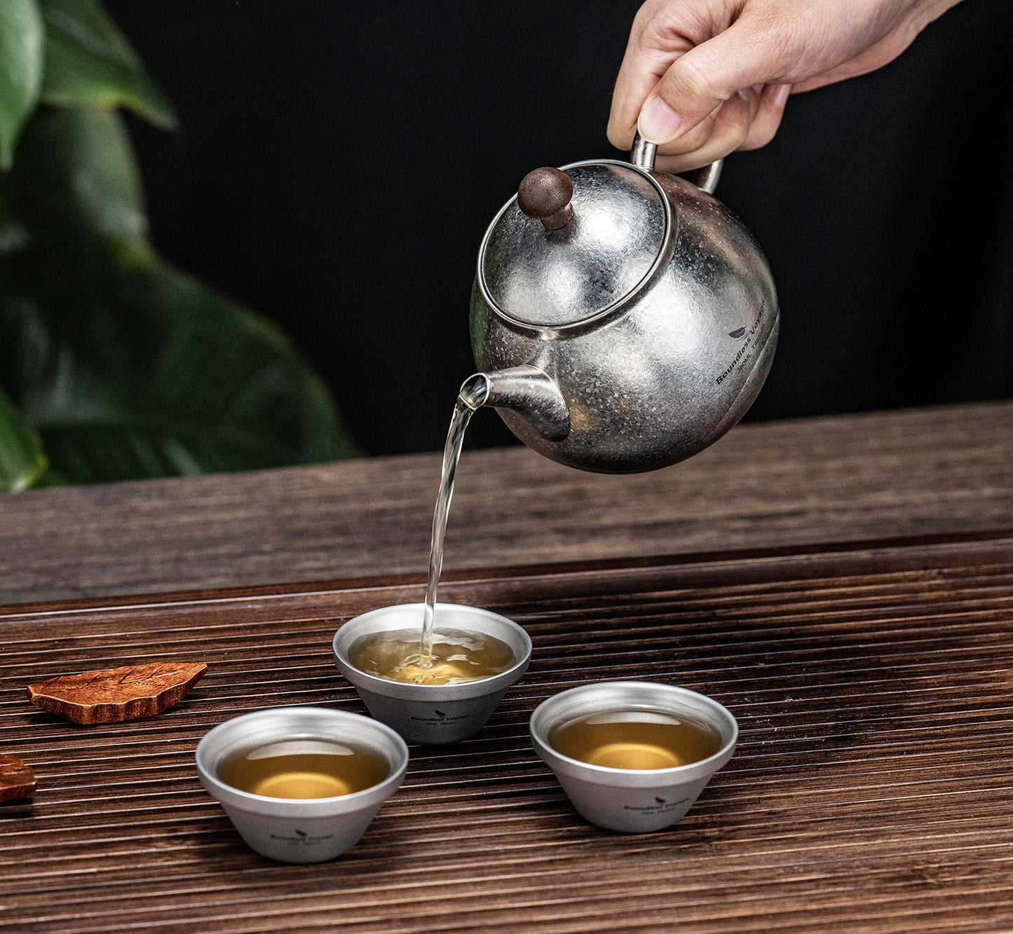 Boundless Voyage Titanium Kungfu Teapot with Lid and Handle Camping Tea Pot for Outdoor Backpacking Hiking Teapot 380ml Ti3107D
