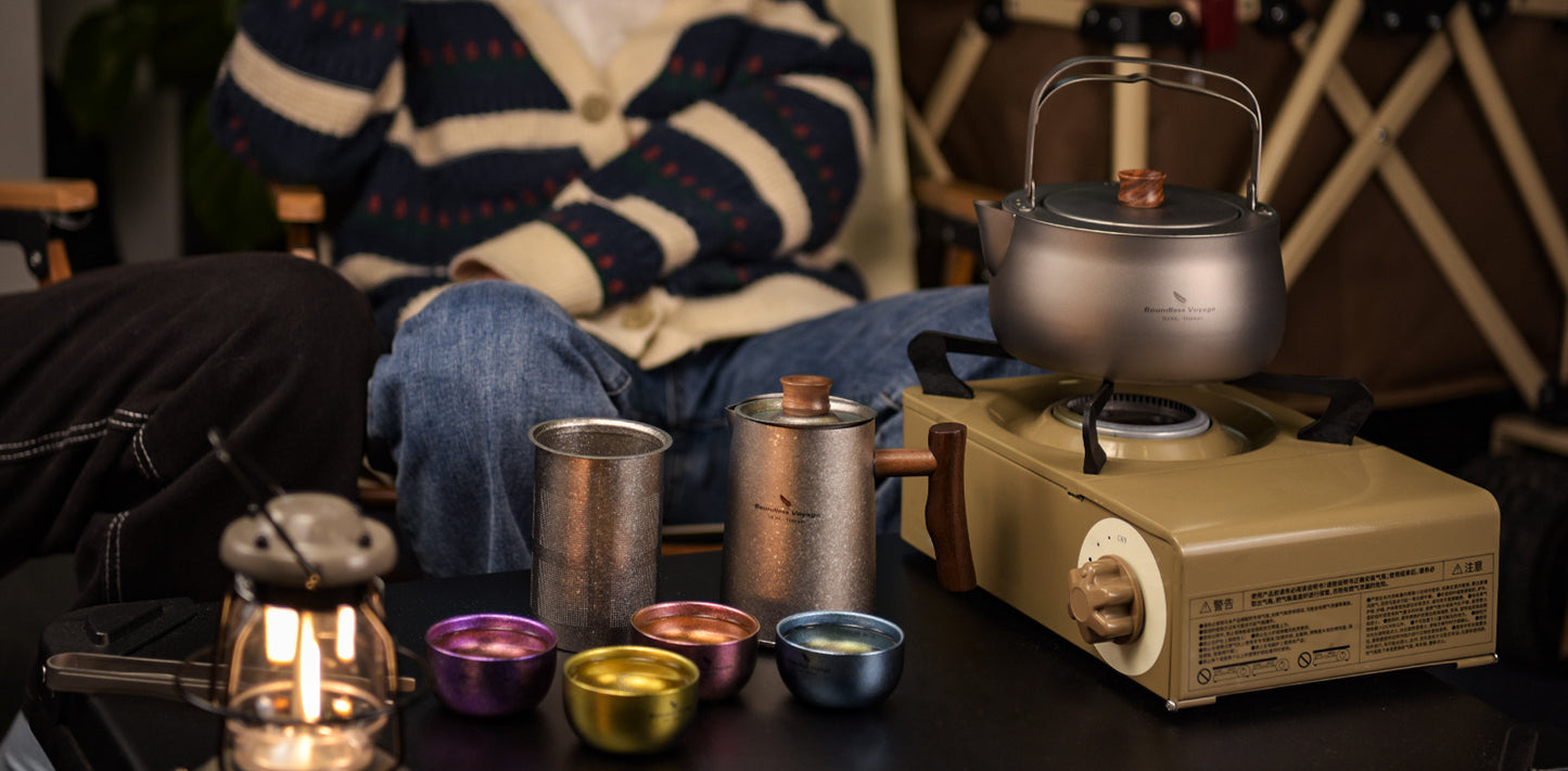 Boundless Voyage 800ml Pure Titanium Camping Kettle | Durable Lightweight Teapot with Foldable Handle for Backpacking, Hiking, Coffee and Tea Ti3131D