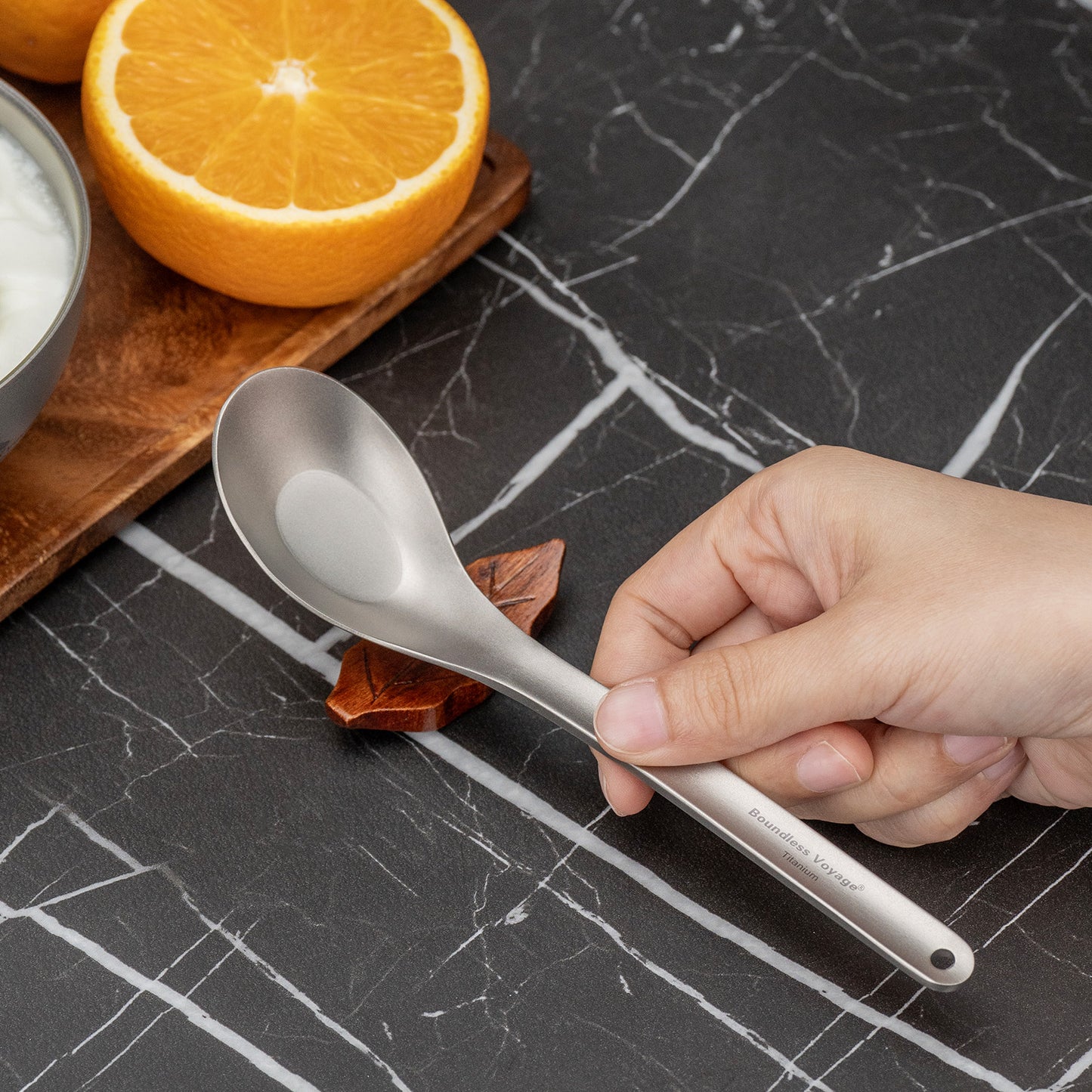 Boundless Voyage Long Handle Pure Titanium Soup Spoon | Ultralight Reusable Cutlery for Camping, Hiking & Daily Use Ti1029T