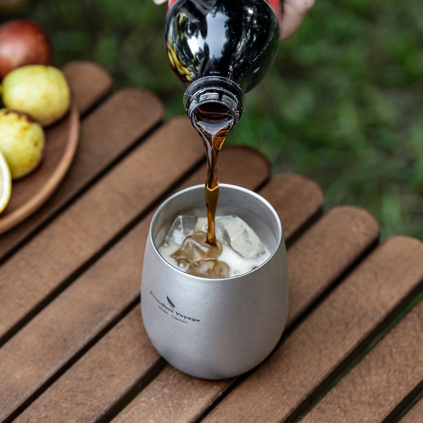 Boundless Voyage 260ML Titanium Double-Walled Egg Shaped Cup, Ice Crystal High-Temp Crystalline Texture Insulated Tea Coffee Mug, Ultralight Portable Drinkware for Camping, Travel & Daily Home Use Ti3084D