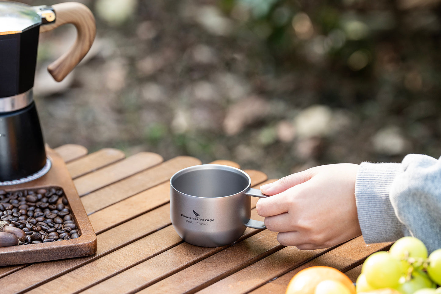 Boundless Voyage 200ml Double Wall Pure Titanium Mug | Ultralight Portable Coffee & Tea Cup for Camping, Travel & Outdoor Picnic Ti3086D