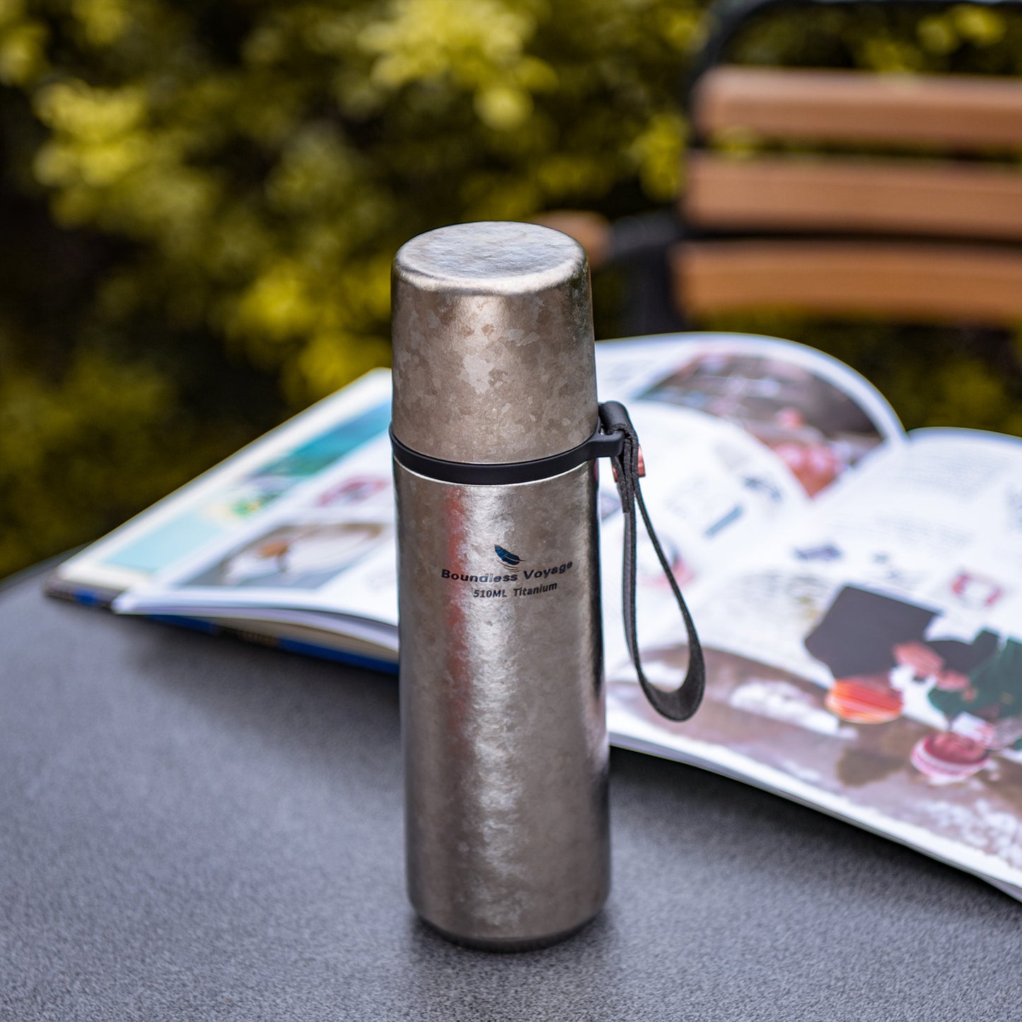 Boundless voyage Titanium Vacuum-Insulated Beverage Bottle Large Capacity 510ml Outdoor Portable Vacuum Flask water bottles Hiking water bottle Ti3011D