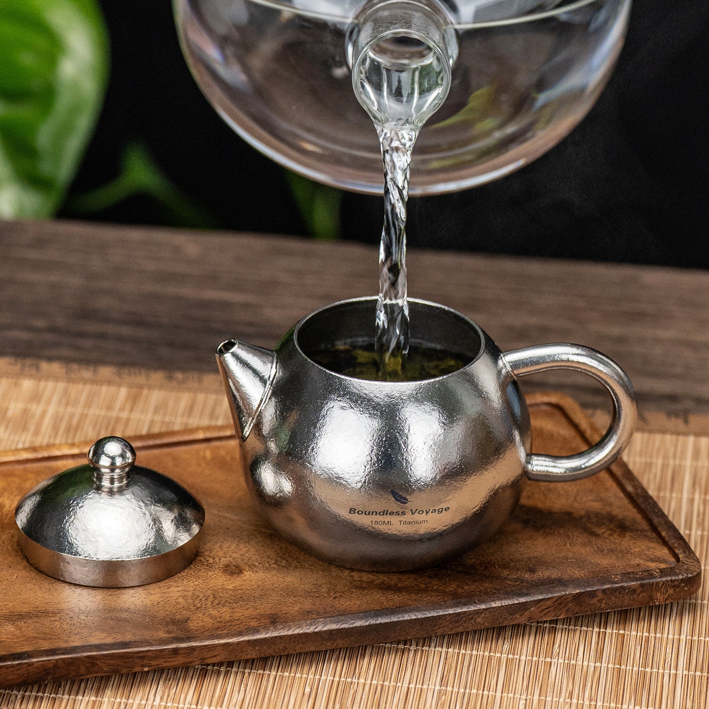 Boundless Voyage Titanium Teapot 180ml, Lightweight Loose Leaf Tea Pot with Anti-Scald Handle & Vented Lid,Tea Maker for Home Office Camping Travel Ti3111D