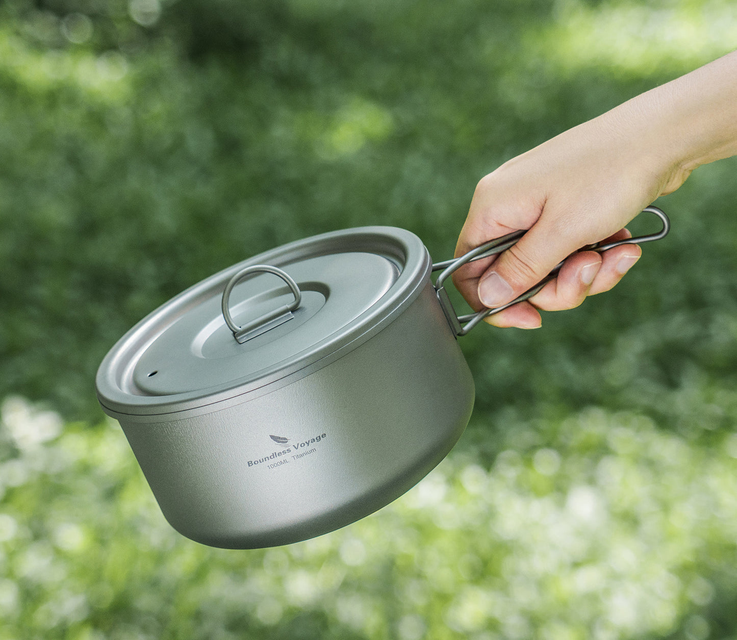 Boundless Voyage Titanium Pot with Lid Outdoor Camping Individual Soldier Pot Single Layer Lunch Box Ti2041C