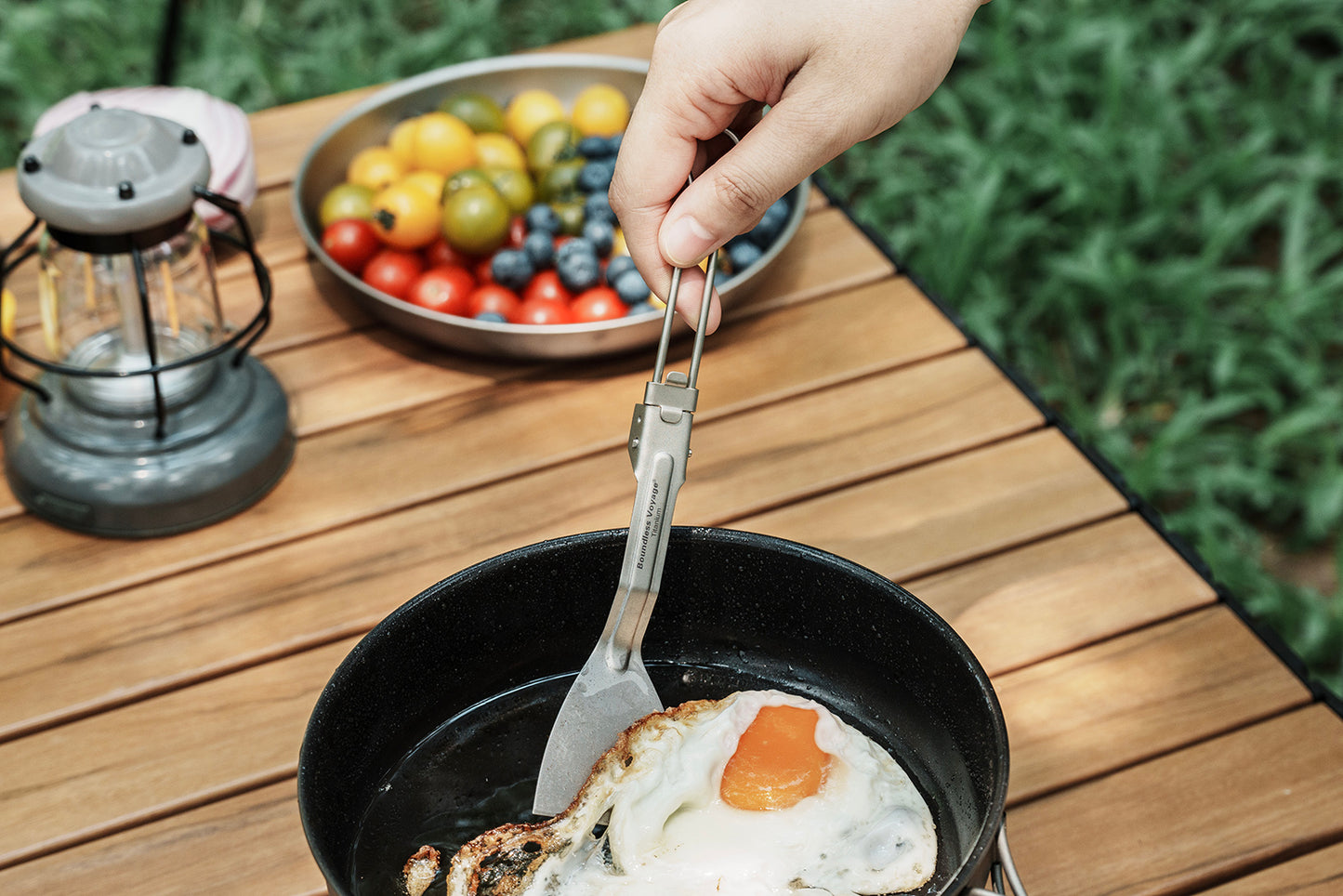 Boundless Voyage Titanium-Klappspatel Bratenschaufel mit Klappgriff Speisewender für Camp-Küche Outdoor-Kochen Ti1076T