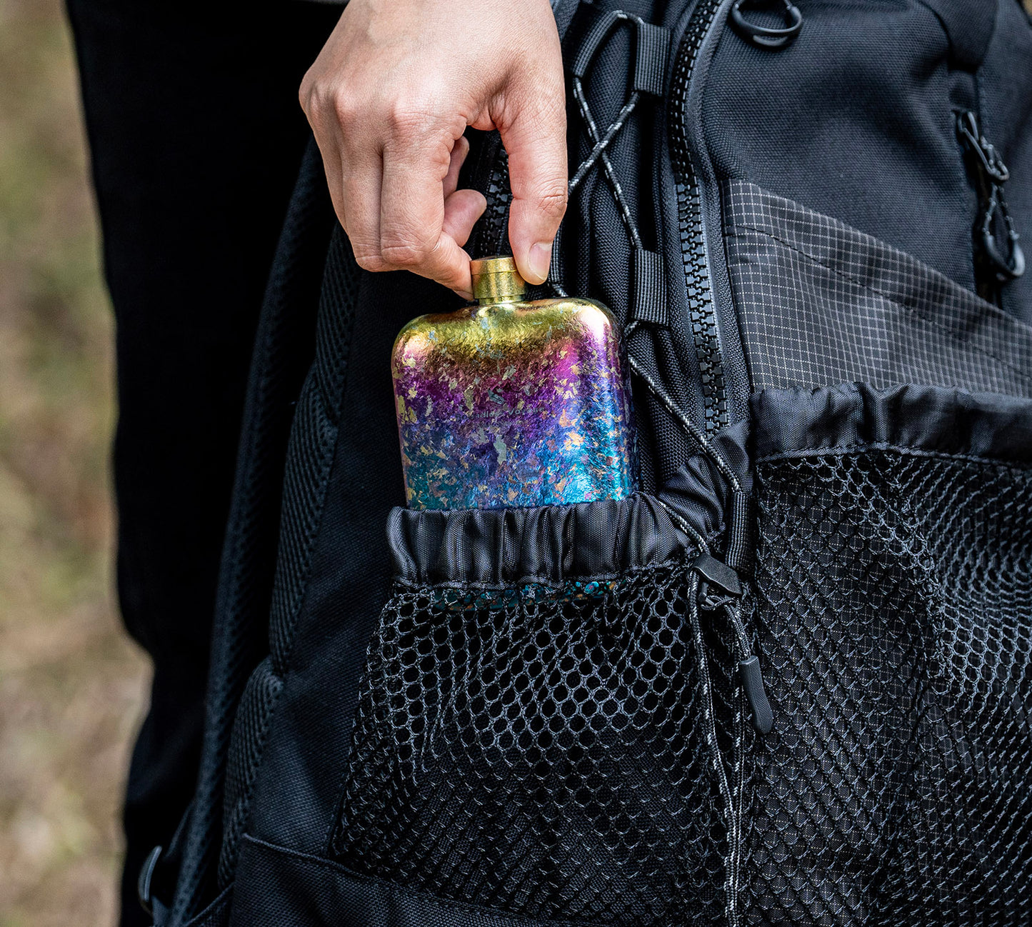 Boundless Voyage Titanium Hip Flask 170ml Small Liquor Flask Bottle for Whiskey Vodka Wine Portable Travel Outdoor Ultralight Pocket Drinkware for Men & Women Ti3263D