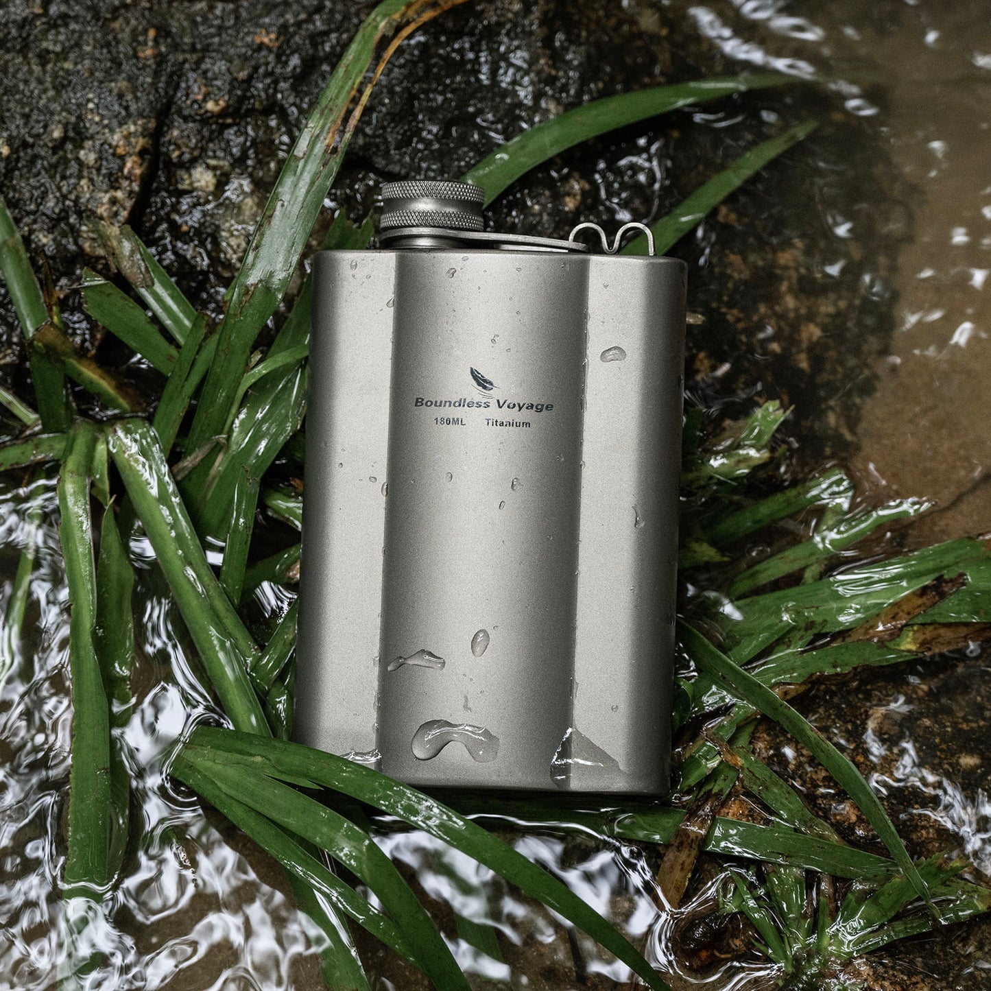 Boundless Voyage Titanium Hip Flask 180ml / 240ml Rust-Free Ultralight Small Liquor Flask Bottle for Whiskey Vodka Wine Outdoor Portable Travel Outdoor Ti3071D / Ti3072D/ Ti3073D