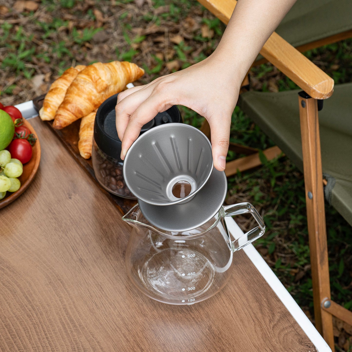 Boundless Voyage Titanium Pour Over Coffee Dripper | Reusable Cone Coffee Strainer Filter, 1-2 Cup Single Serve Coffee Brewer for Travel Camping Home Ti6005P