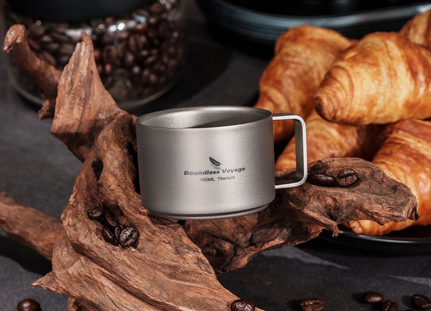 Boundless Voyage 100ml Double Wall Pure Titanium Mini Coffee Mug | Ultralight Portable Cup for Camping, Hiking & Picnic Ti3085D