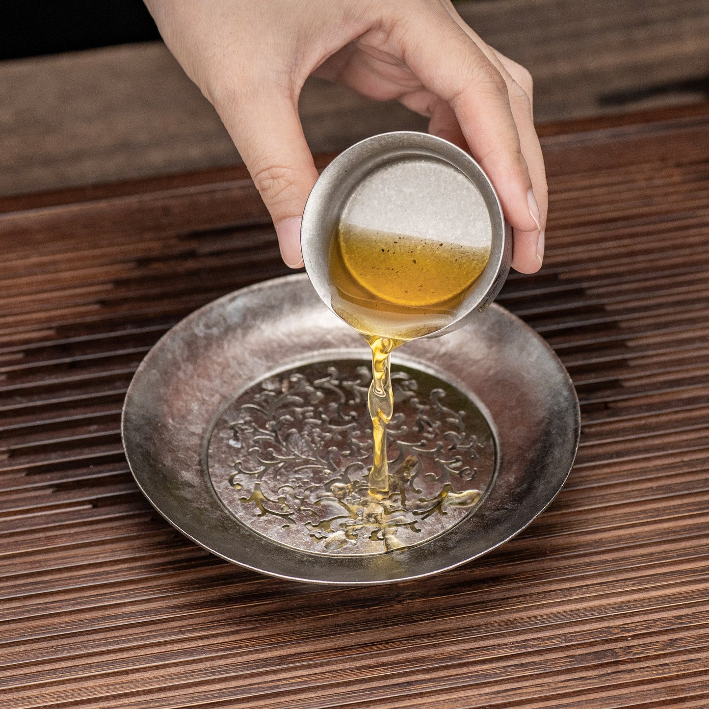 Boundless Voyage Titanium Tea Tray, Hollow Out Detachable Heat Insulation Anti-scald, Multipurpose Water Storage Drain Tray for Kung Fu Tea Home Kitchen Office Camping Ti3201D