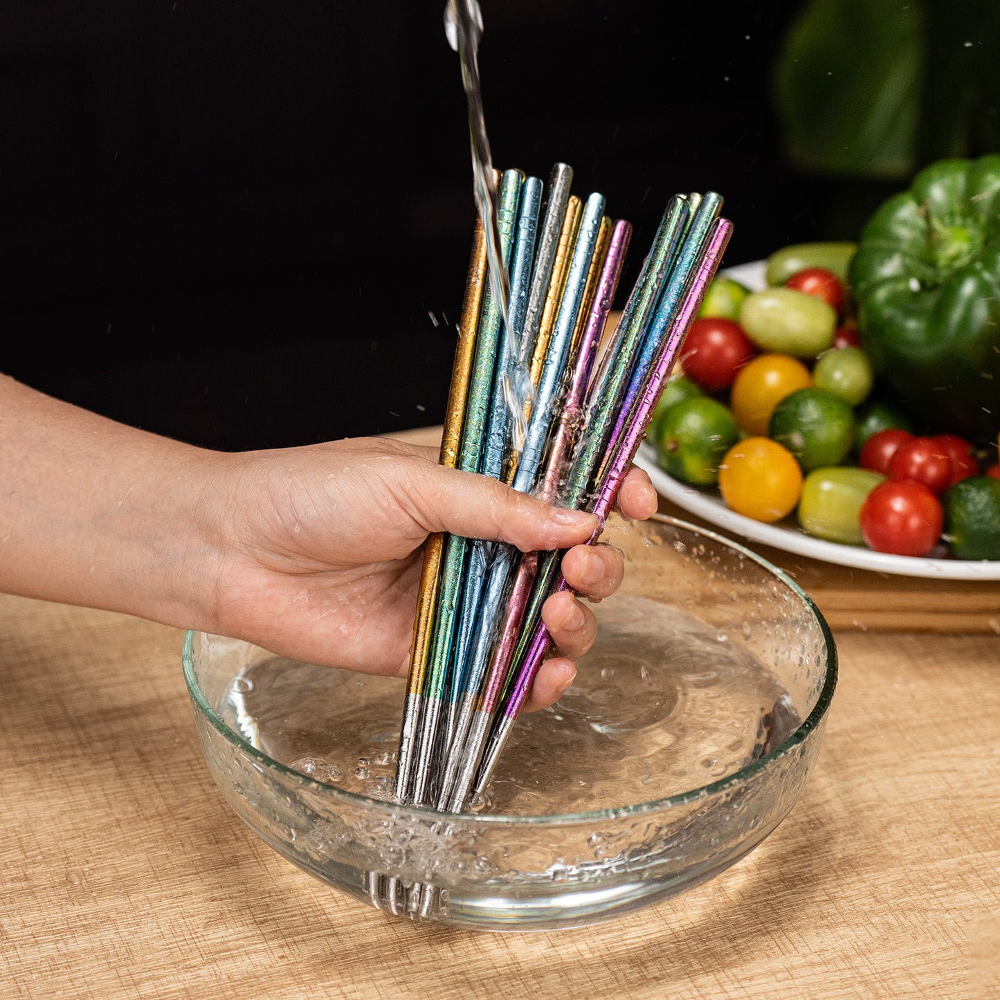 Boundless Voyage 8 Pairs Colorful Pure Titanium Chopsticks | Ultralight Non-Slip Reusable Tableware for Rice, Noodles, Tofu & Meatballs, Camping, Hiking & Daily Home Use Ti1006T