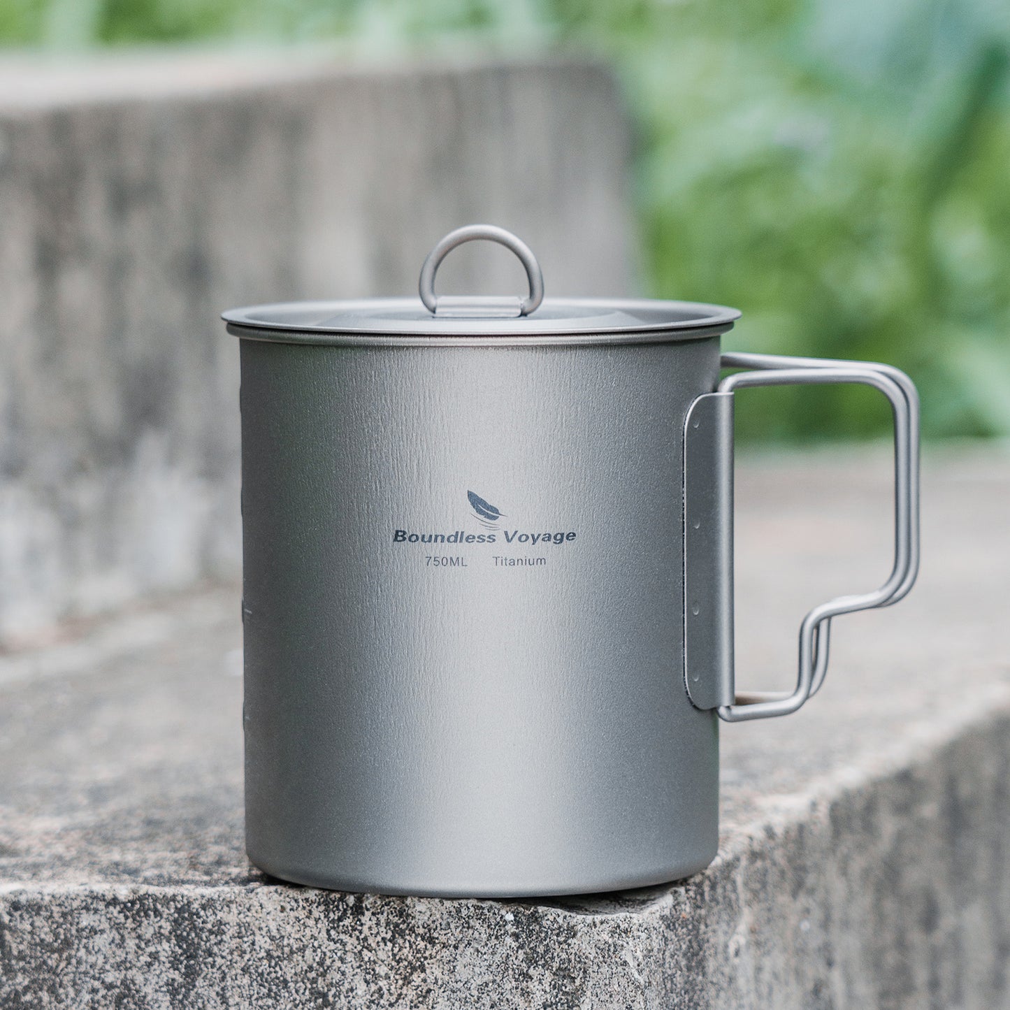 Boundless Voyage750ml Single Wall Titanium Cup with Lid | Ultralight Portable Camping Mug Pot for Tea Coffee EDC Hiking Ti3037D