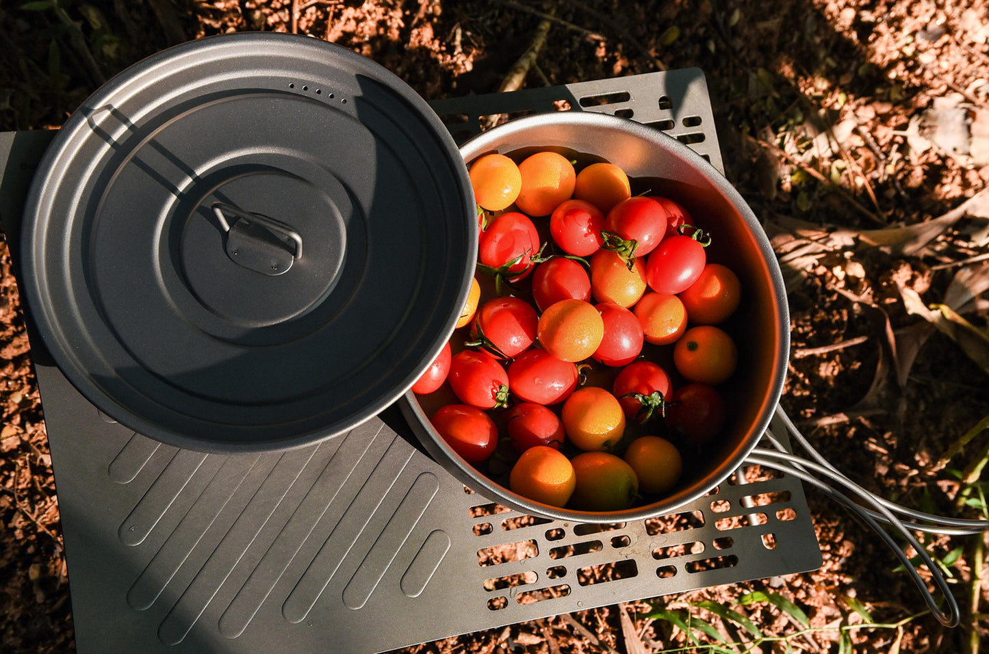 Boundless Voyage Pure Titanium Frying Pan with Lid & Foldable Handles | Ultralight Portable Griddle Cookware for Hiking & Backpacking Ti2065C