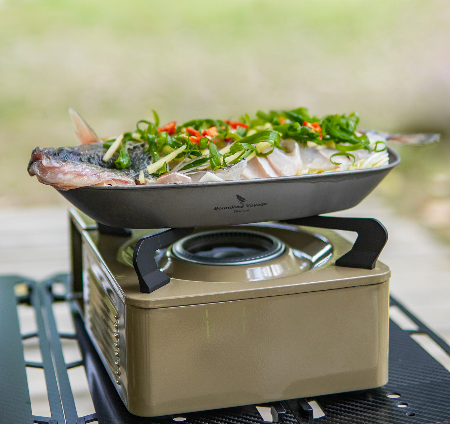Boundless Voyage Ultralight Pure Titanium Plate, Portable Outdoor Camping Dish with Mesh Carry Bag for Hiking Backpacking Picnic Daily‑Use Tableware Ti1143T