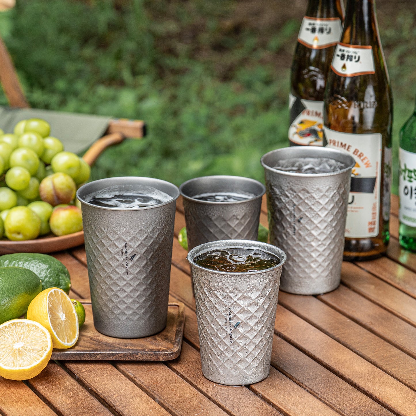 Boundless Voyage Stackable Pure Titanium Cup | Premium Reusable Drinkware for Beer & Juice, Perfect for Home, Party & Outdoor Camping Ti3047D/Ti3048D