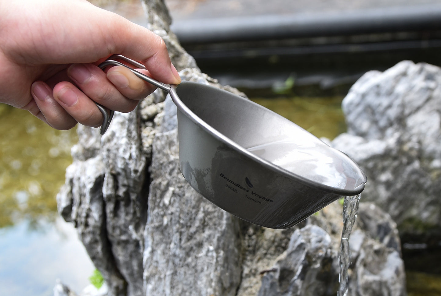 Boundless Voyage Sandblasted Pure Titanium Sierra Cup Bowl with Handle 300ml / 450ml | Portable Outdoor Mug Cookware Tableware for Camping & Hiking Ti1090T-Ti1092T