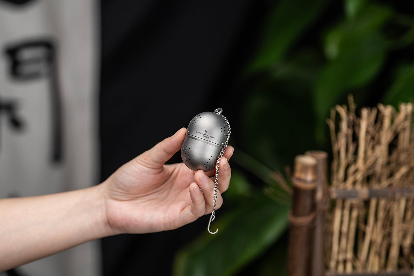 Boundless Voyage Ultralight Titanium Tea Ball Infuser with Extended Chain, Fine Mesh Strainer for Loose Tea & Spices, Reusable Filter for Mugs Teapots Home Kitchen Teaware Ti3207A