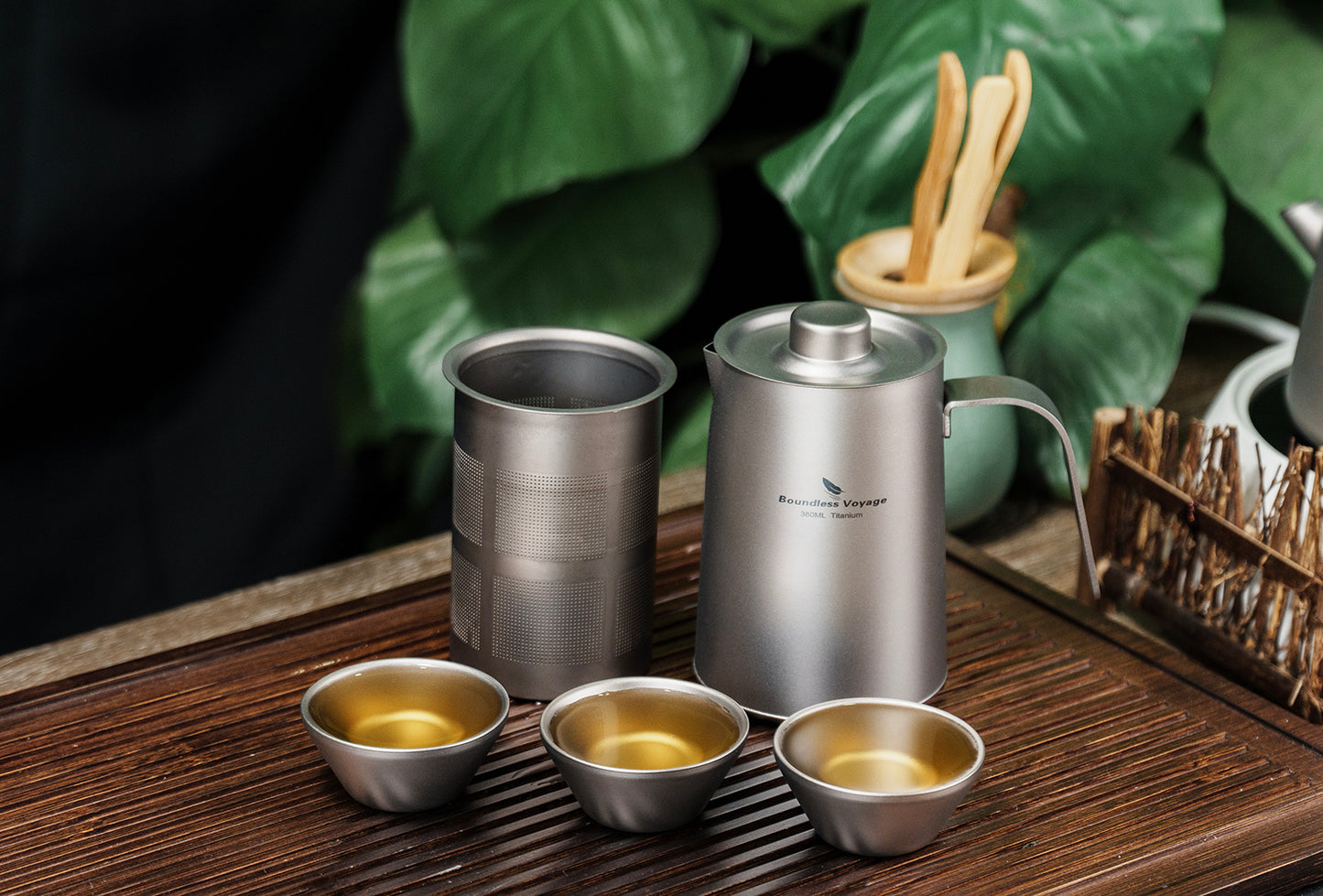 Boundless Voyage Ultralight Titanium Camping Tea Set, Portable Travel Drinkware for Picnic Hiking Home Use Ti3116D