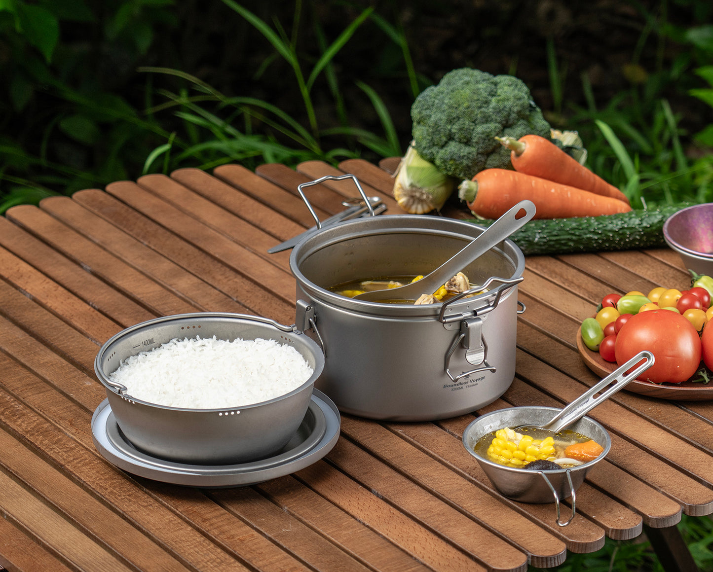Boundless Voyage Titanium Camping Pot Multifunctional Cooker Ultralight Rice Cooker for Outdoor, Hiking, Travelling Ti2088C-Ti2092C