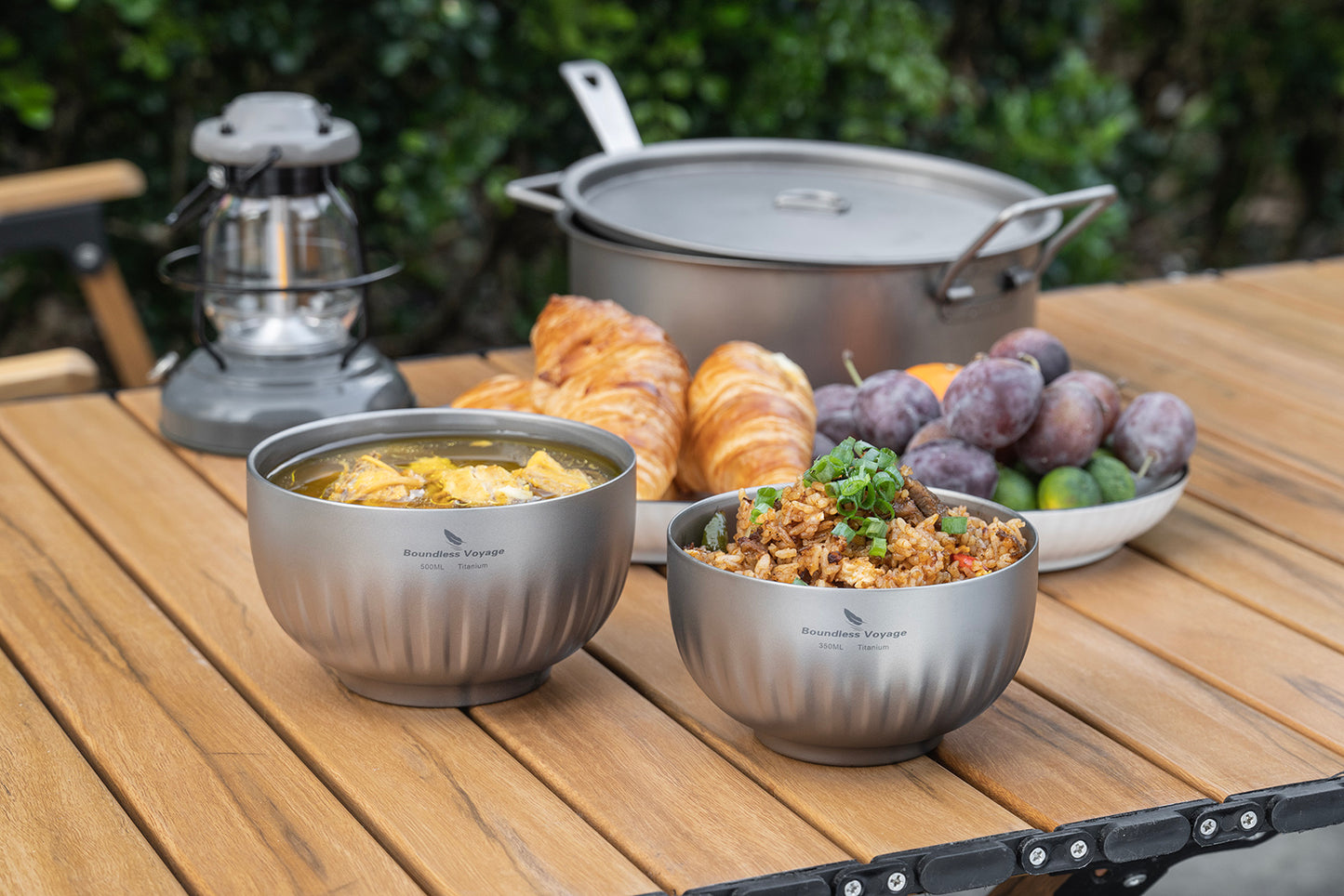 Boundless Voyage Double Walled Pure Titanium Bowl 350ml / 500ml | Ultralight Portable Metal Tableware for Oatmeal, Rice, Soup, Camping & Outdoor Use Ti1164T-Ti1166T