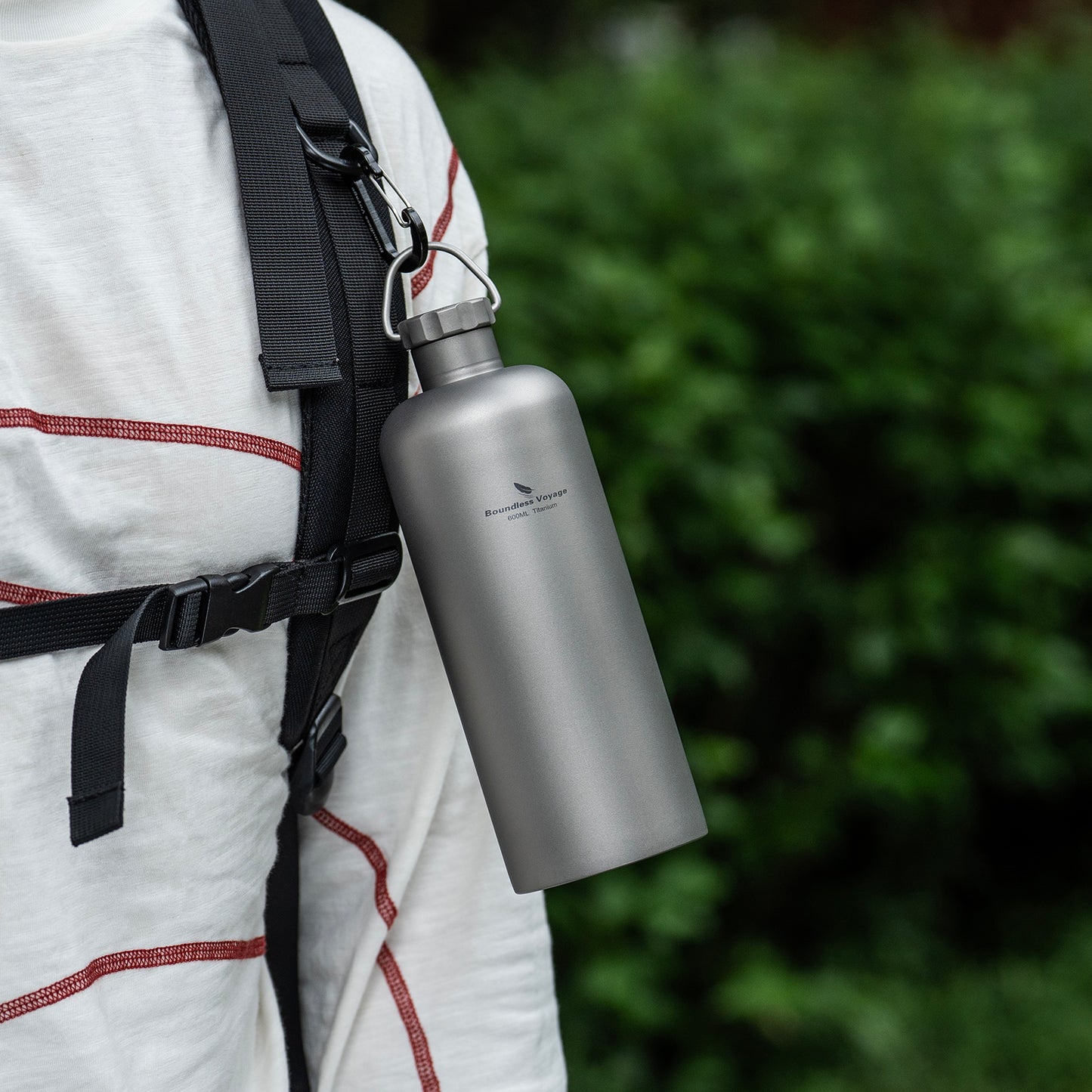 Boundless Voyage Titanium Water Bottle 600ml Ultralight Leak-Proof Lid, Durable & Corrosion Resistant, for Hiking, Camping, Travel & Everyday Use Ti3009D