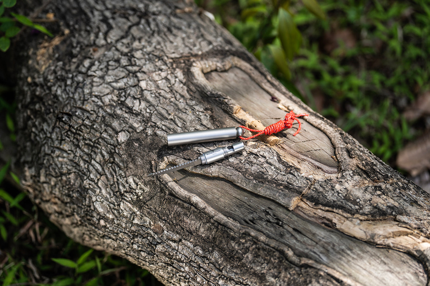 Boundless Voyage Titanium Survival Whistle Portable Camping Saw Knife Awl 4-in-1 EDC Outdoor Gear Multi-Purpose Tool for Hiking, Hunting, Pets Training Ti9024O