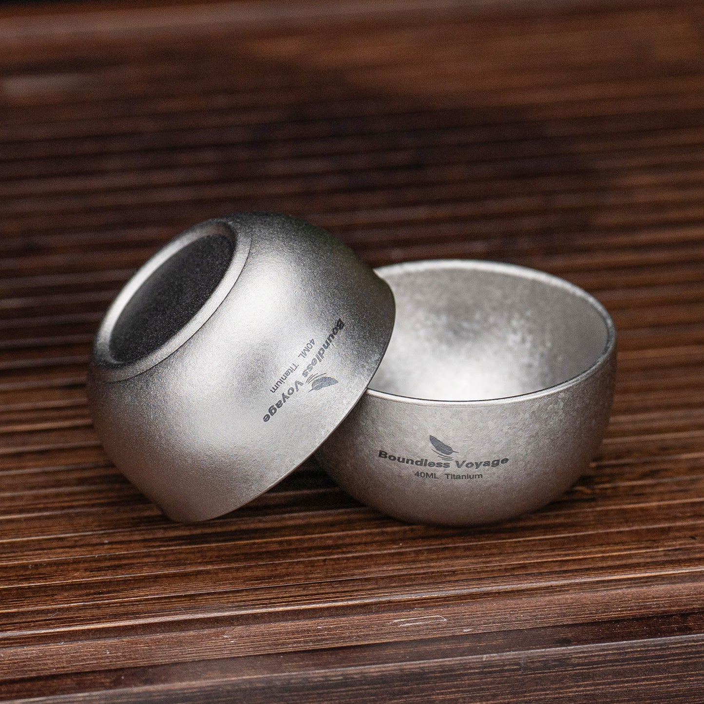 Boundless Voyage 40ml High-Temp Crystalline Finish Double-Wall Titanium Sake Cup & Kung Fu Tea Cup, Portable Mini Mug for Camping, Picnic & Daily Home Use Ti3204D