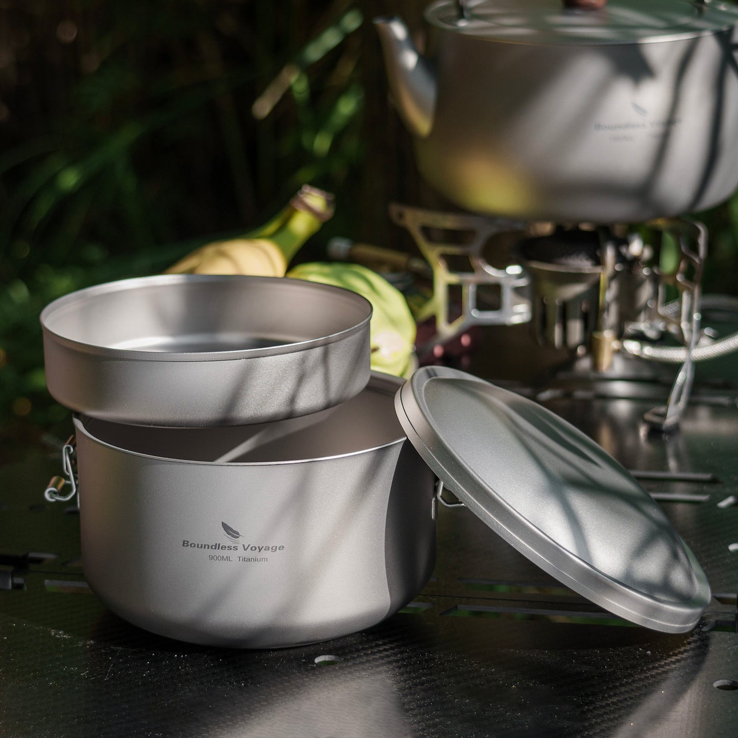 Boundless Voyage Outdoor Titanium Lunch Box Salad Soup Bowl with Lid Daily Separated Multi-layer Office Worker Bento Box Uncoated Ti1095T
