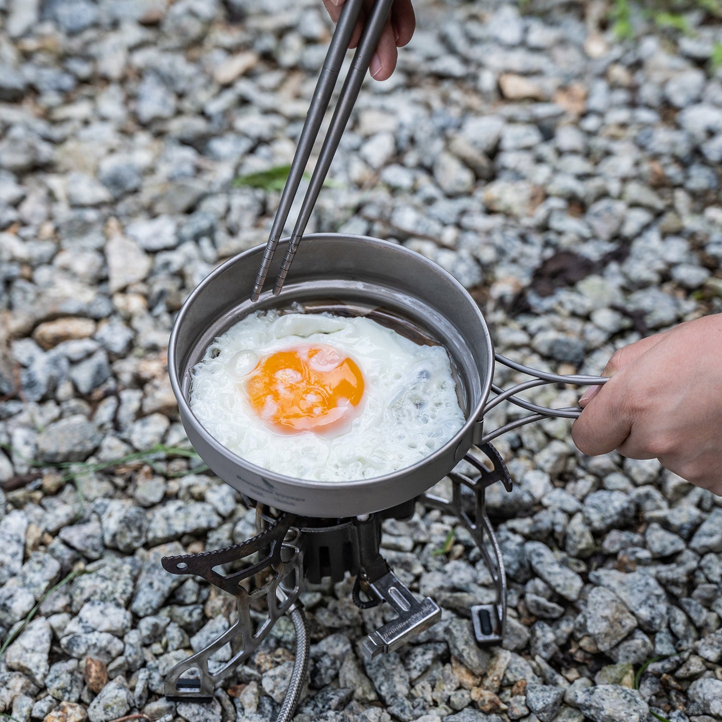 Boundless Voyage Titanium Camping Pots & Pans Set Foldable Handle, 500ml 900ml 1080ml Ultralight Cookware Kit for 1-2 Person Hiking Picnic Ti2034C/Ti2035C/Ti2036C