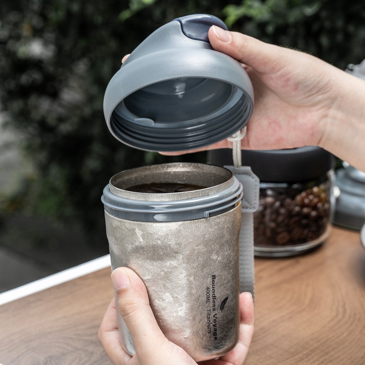 Boundless Voyage 400ml Titanium Vacuum Insulated Travel Coffee Mug , Spill-Proof Thermal Cup for Hot & Cold Drinks  Ti3236D